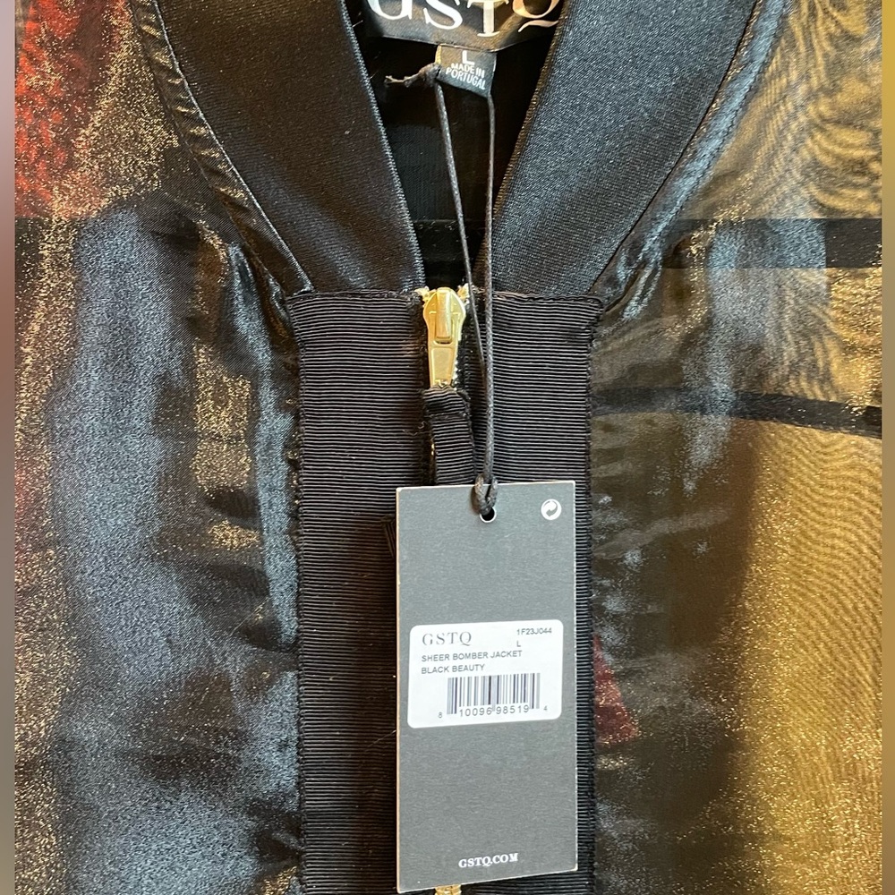 GSTQ Black Sheer Bomber Jacket